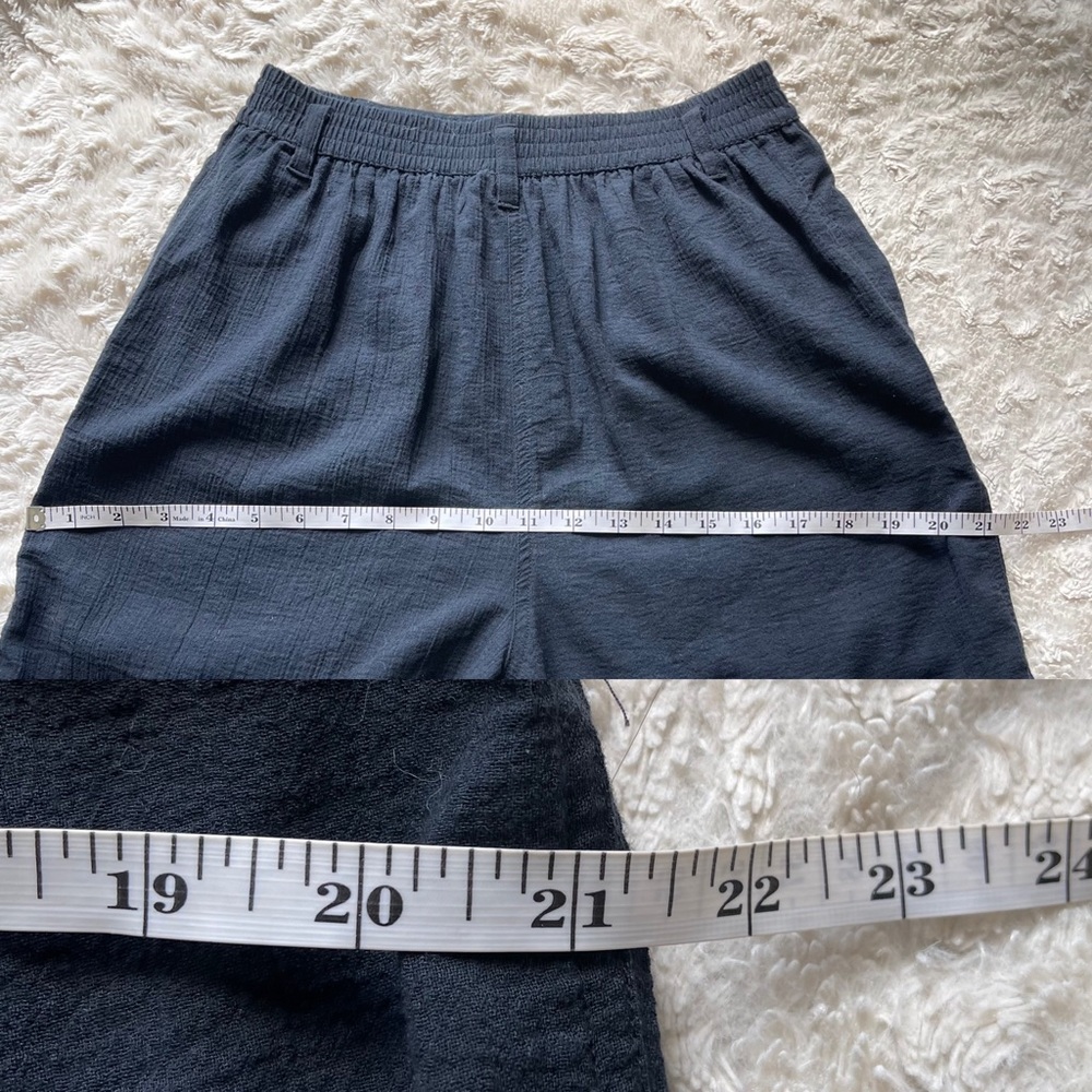 Vintage 90s black cotton gauze pleat front longline pull-on mom shorts LizWear S - Picture 9 of 17